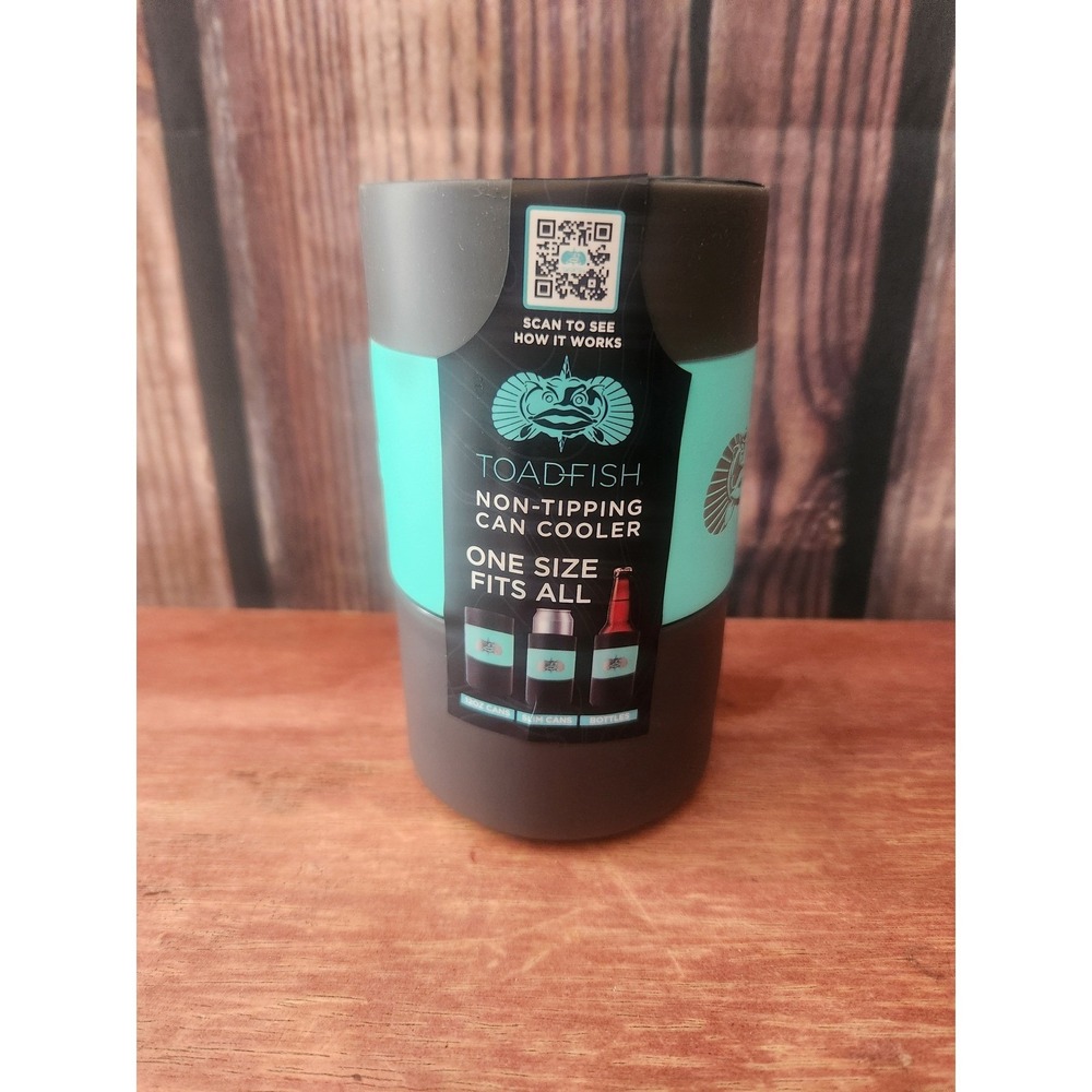 Toadfish Non-Tipping Can Cooler Teal SmartGrip Suction Stainless Steel Insulator